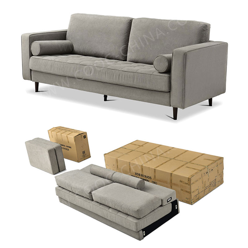 KD Sofa Modern Tufted Design Grey Linen Fabric loveseat Couch 2 3 Seater Sofa for Apartment Home Living Room Furniture