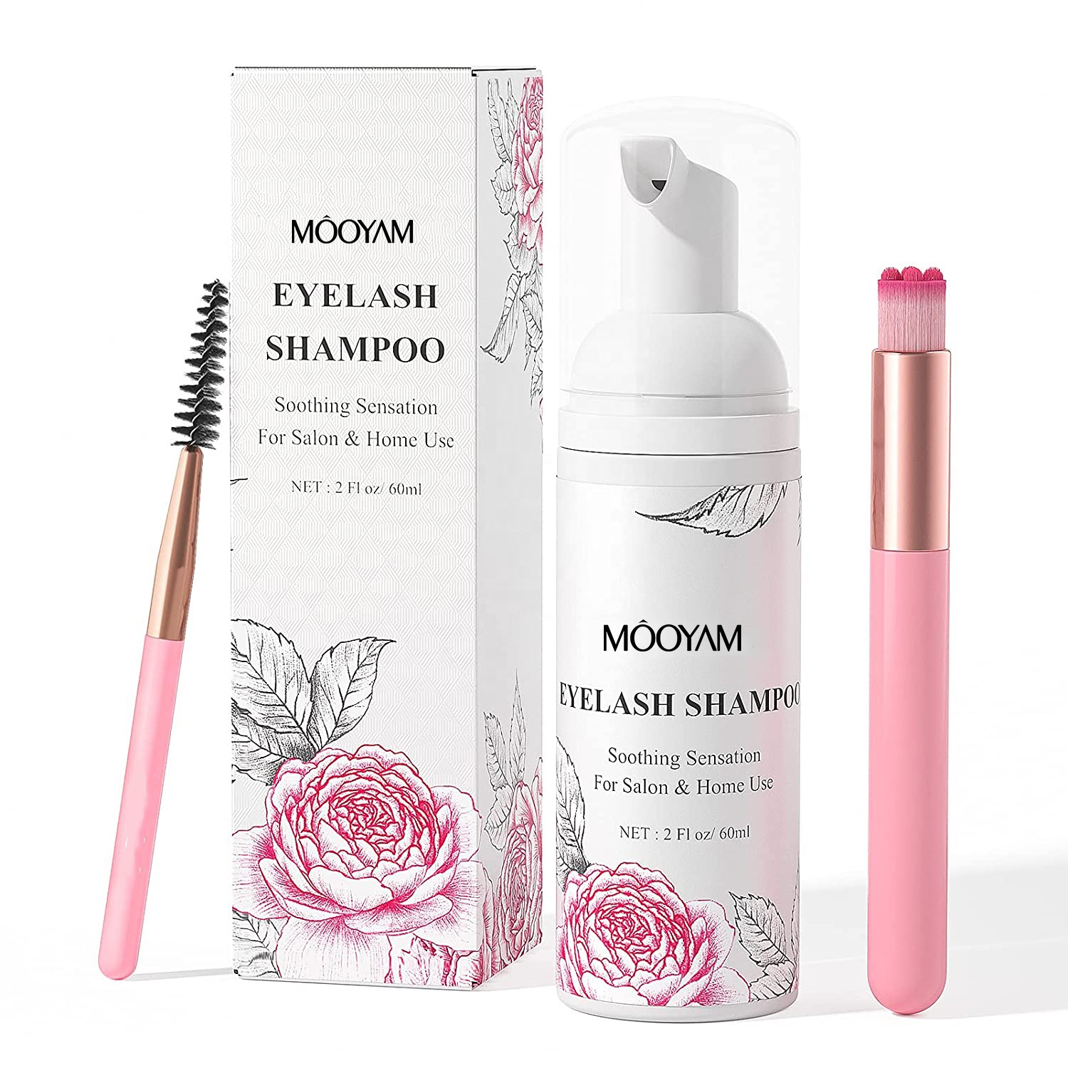 Eyelash Foam Cleanser Brush Kit Eye Makeup Remover Lash Shampoo Cleaner Vegan Eyelash Shampoo Brush and Lash Shampoo
