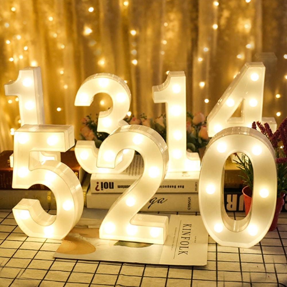 3D 0-9 digitalCreative Luminous modern LED night light wall led number time Letter AA Battery Lamp Wedding Birthday Party Decor