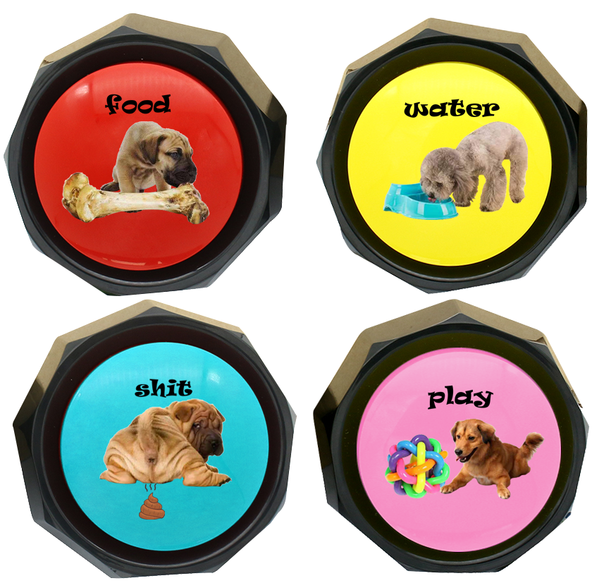 Set of 4 ribosy button sound recordable talking buttons with mat