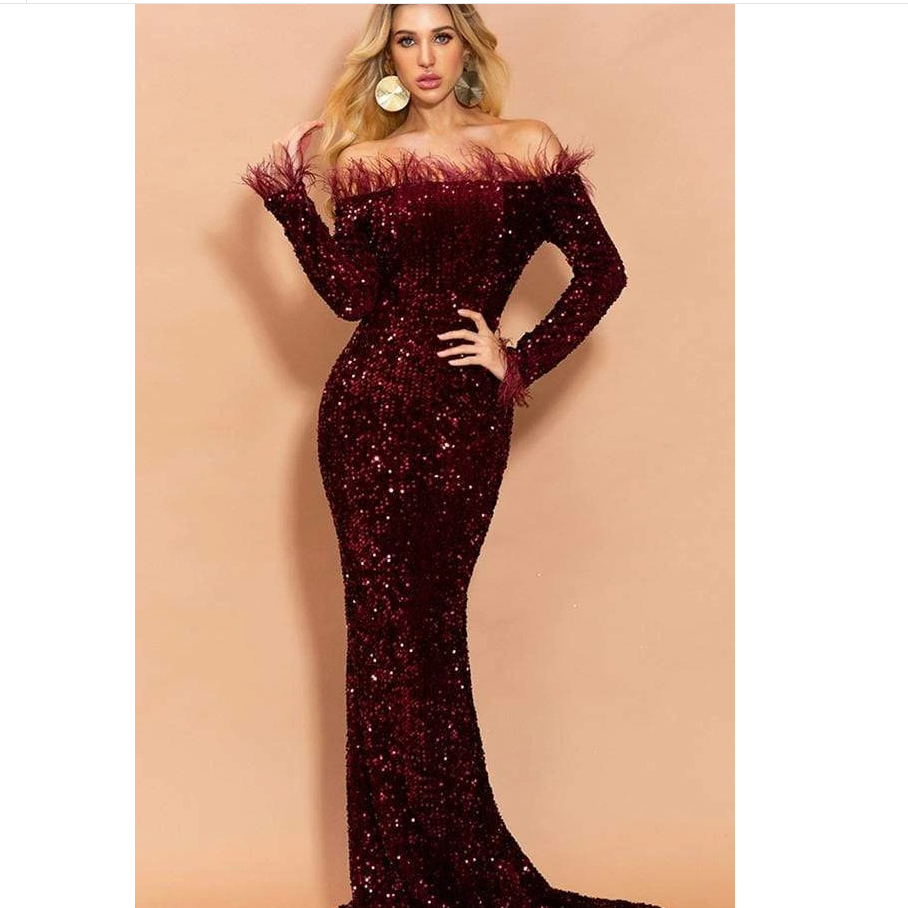 One shoulder elegant evening dress