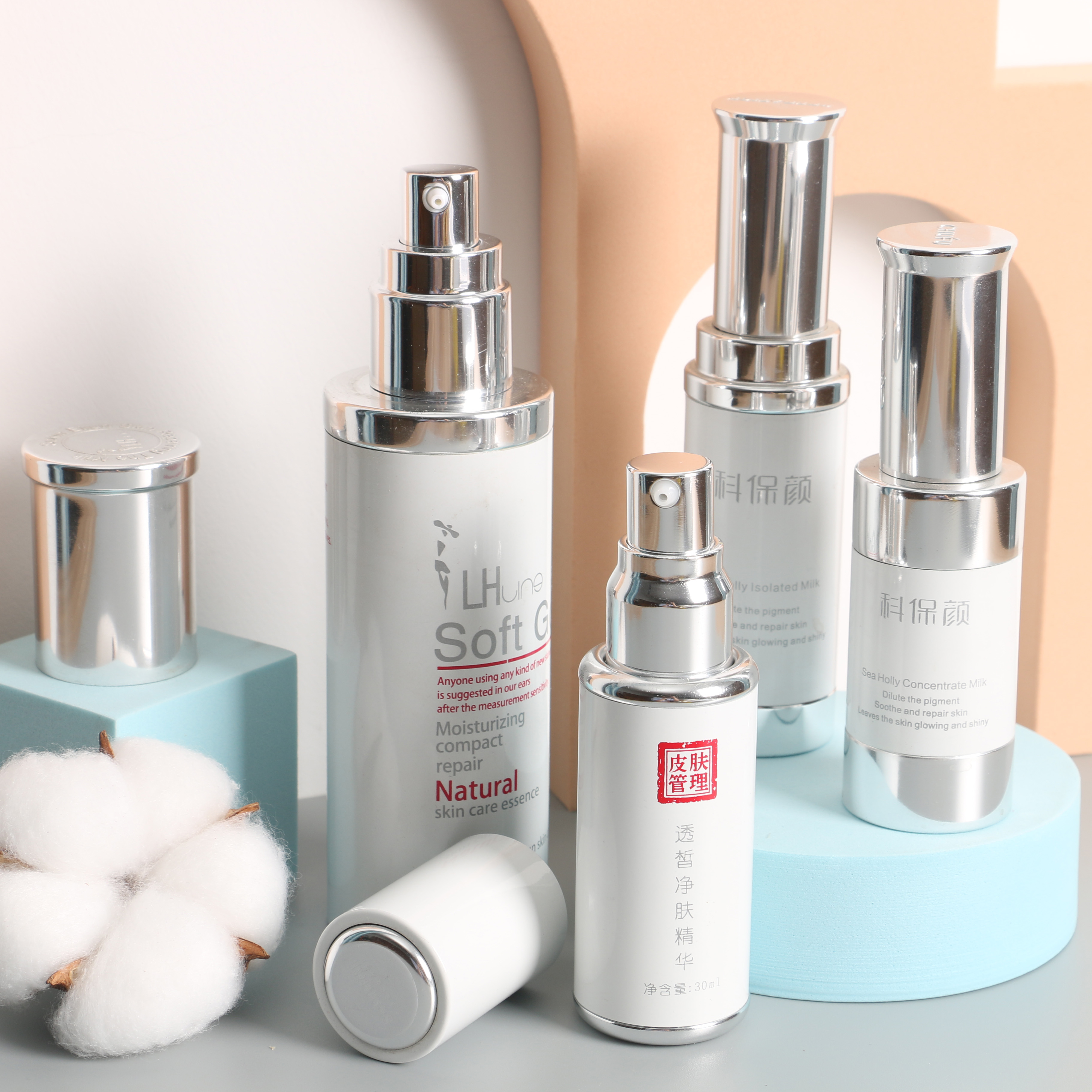 50ml 60ml Customized Cosmetic Glass Bottle Container Packing Set for Skin Care