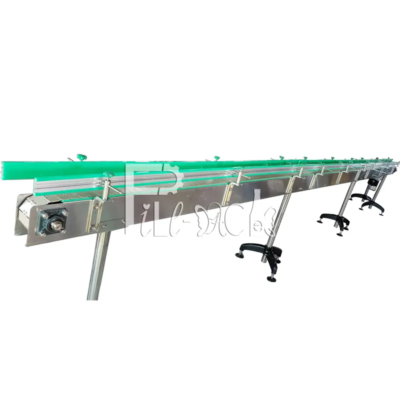Industrial plastic steel / SUS304 chain slat plate conveyor system / machine / plate for bottles with speed motor