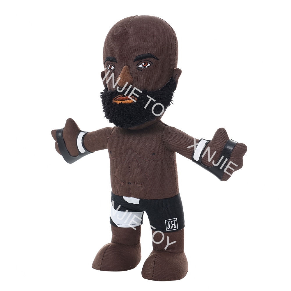 Foreign trade emulation action figure athlete Black boxing figure plush toy Custom plush standing bearded character doll toys