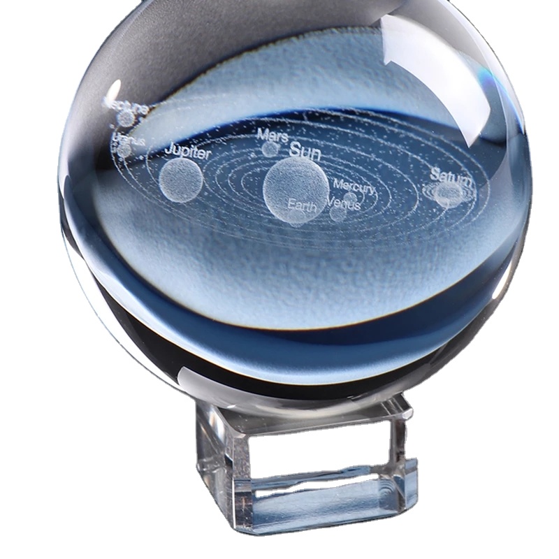 Wholesale Laser Engraved Galaxy Crystal Ball Solar System Crystal Ball For Birthday Gift
