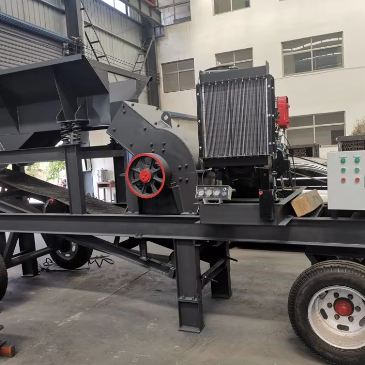 1-8 tph capacity mobile hammer crusher PC400x300 PC300x200 for rock glass graphite talc powder making in south Africa mining