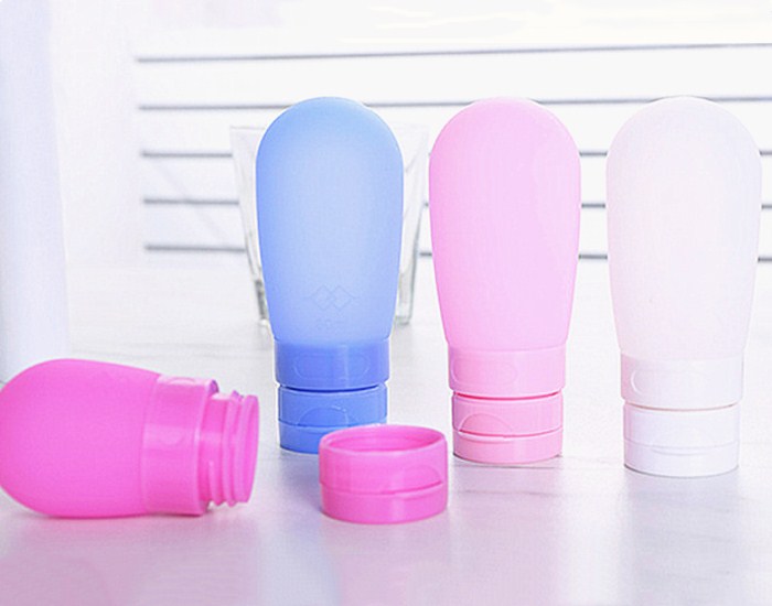Hot selling custom BPA Free38/ 60/ 89ml squeezable leak proof wholesale silicone travel bottle set, mini silicone shampoo bottle