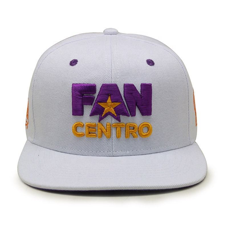 Custom 100% Acrylic Fabric Snapback Flat Bill Hats Adjustable 6 Panel Classic Embroidery Vintage Baseball Caps