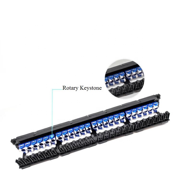 1U 19 "RJ45 поворотный Cat6 UTP 24 порты и разъёмы патч панель с Поворотный Тип Keystone Jack
