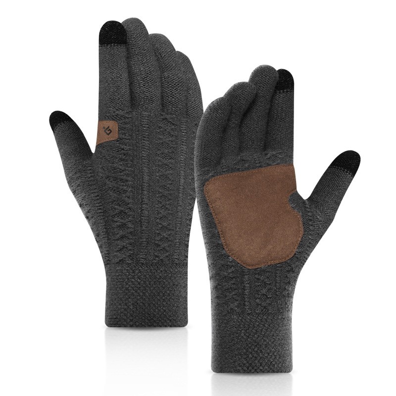 Winter waterproof fleece non-slip motor bike riding hand gloves for bike rider motorcycle knitted touch screen gloves