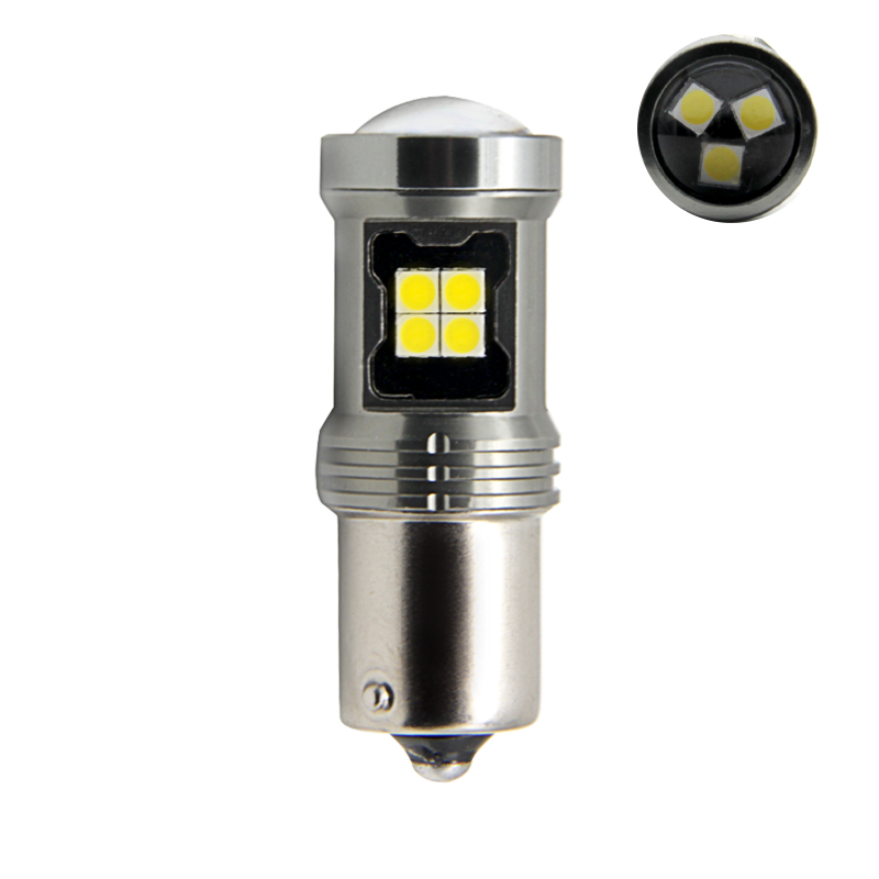 Автомобильная светодиодная лампа 1156 1157 3156 3157 7440 7443 15SMD 3030 Поворотная сигнальная лампа фонарь стоп-сигнала с объективом