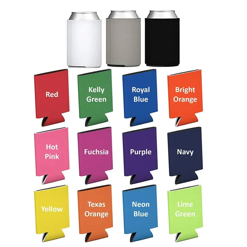 2021 Newly Foam Can Cooler Sublimation Blank Can Cooler 12 oz Can Durable solid color
