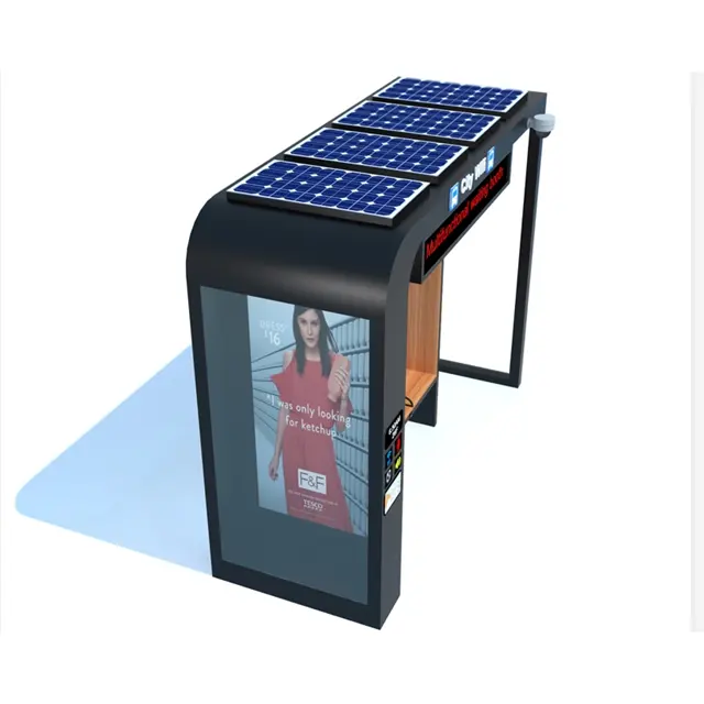 2021 High Quality Modern Metal Stainless Steel Solar Power Bus Stop Shelter