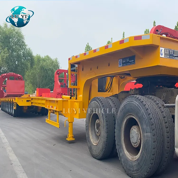 Truck For Trailer Extensible10 Axles100 Ton Lowbed Lowboy Semi Trailer Machinery Low Loader Trailer Truck For Sale