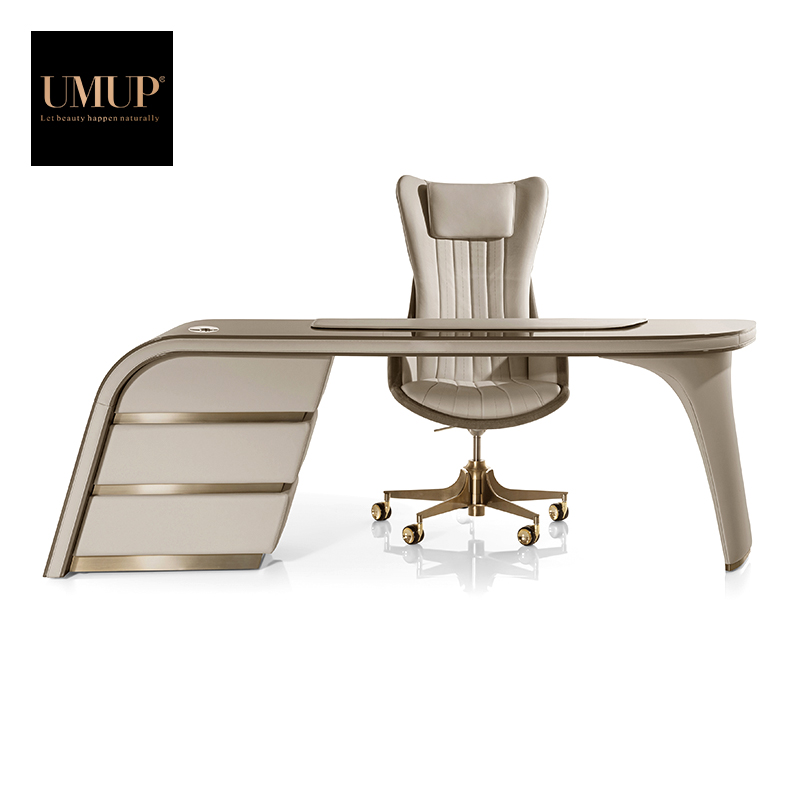 Leather Office Furniture Set для Home, Executive Workstation, Equipment, Luxury, Modern