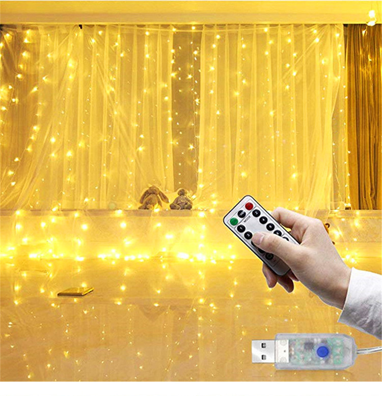 Holiday supplies 3m usb recharge curtain light wedding decoration remote control led Window Light Curtain Wall Light for party
