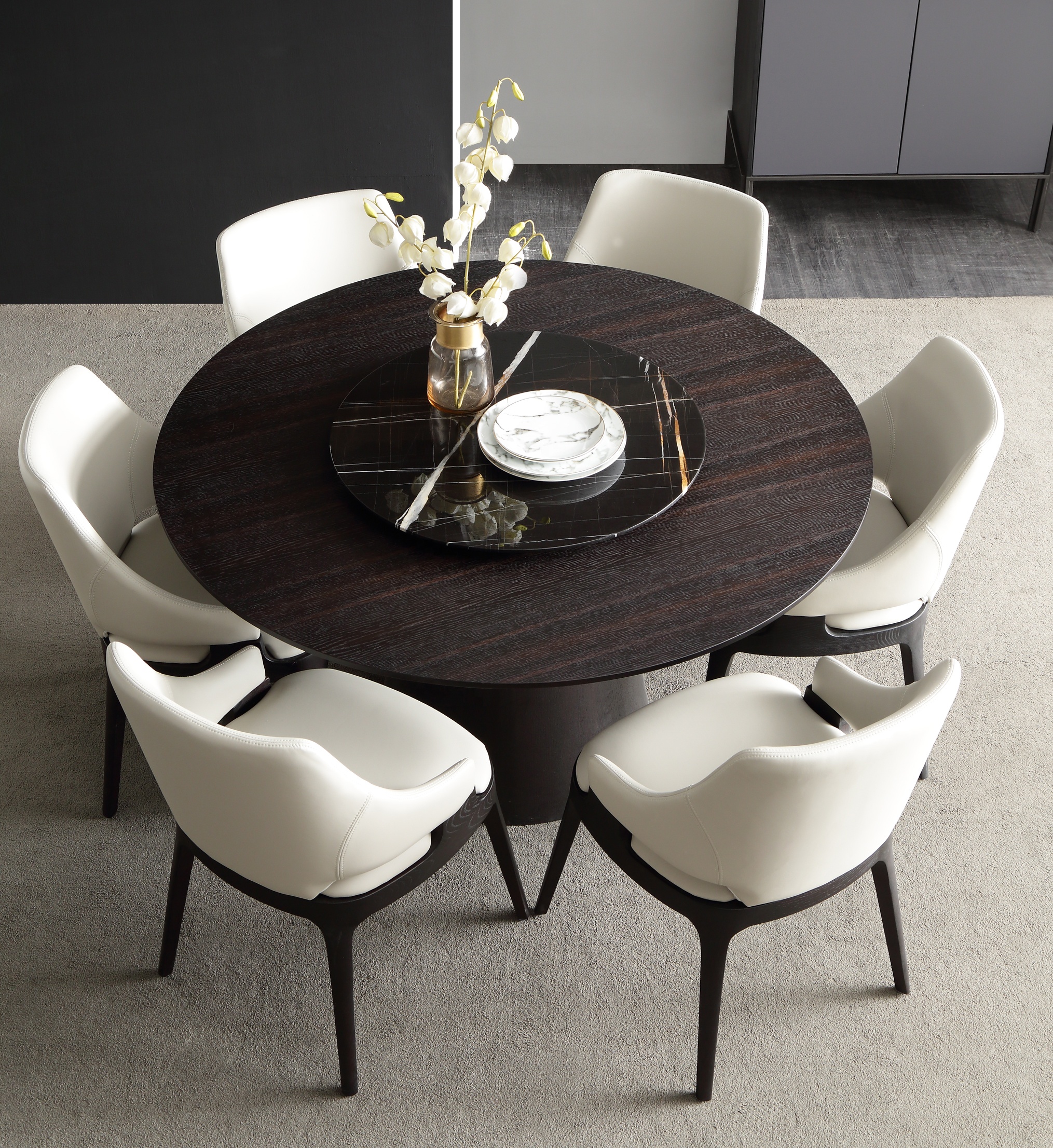 European oak wood table and chairs for hotel restaurant