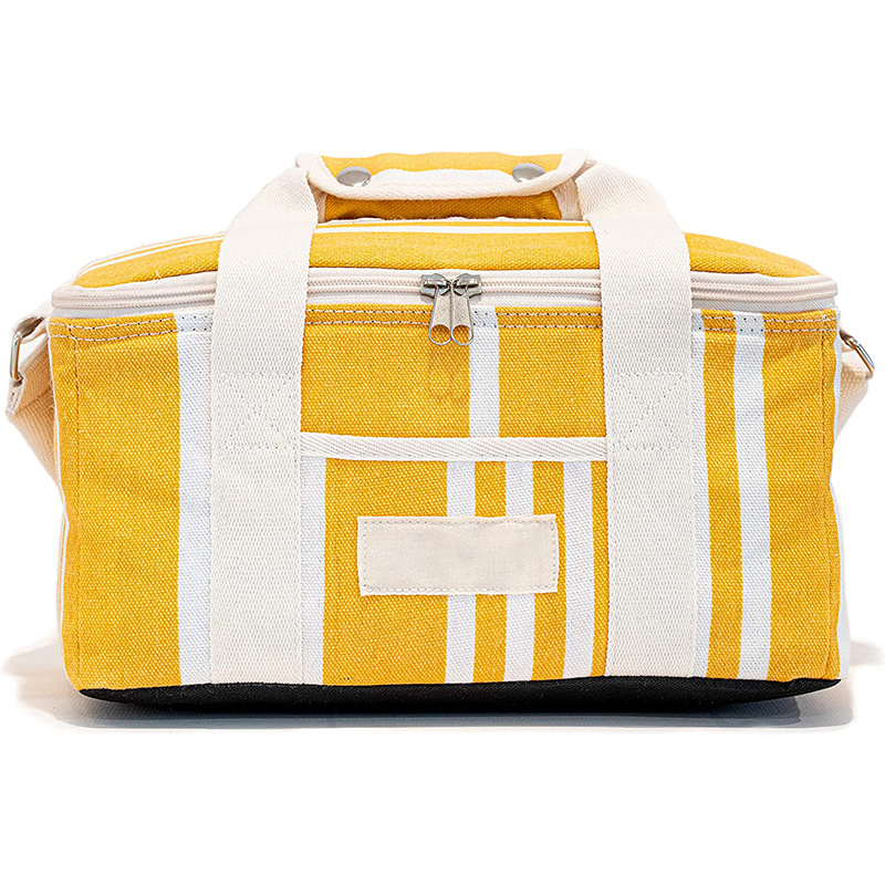 cotton canvas lunch bag with aluminium foil insulation beach food delivery thermal lunch bag picnic