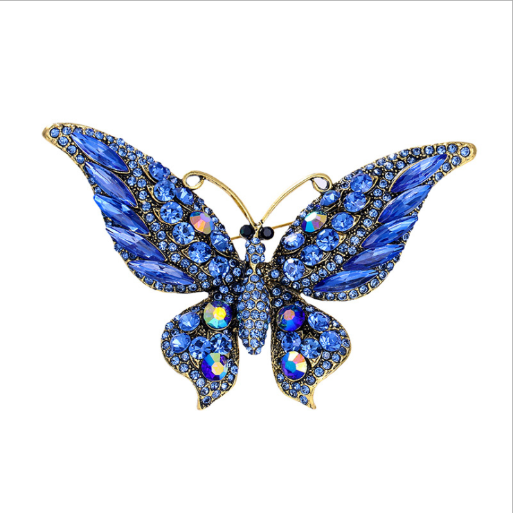 New design butterfly brooch high quality alloy inlaid with rhinestones crystal brooch female pin clothing accessories