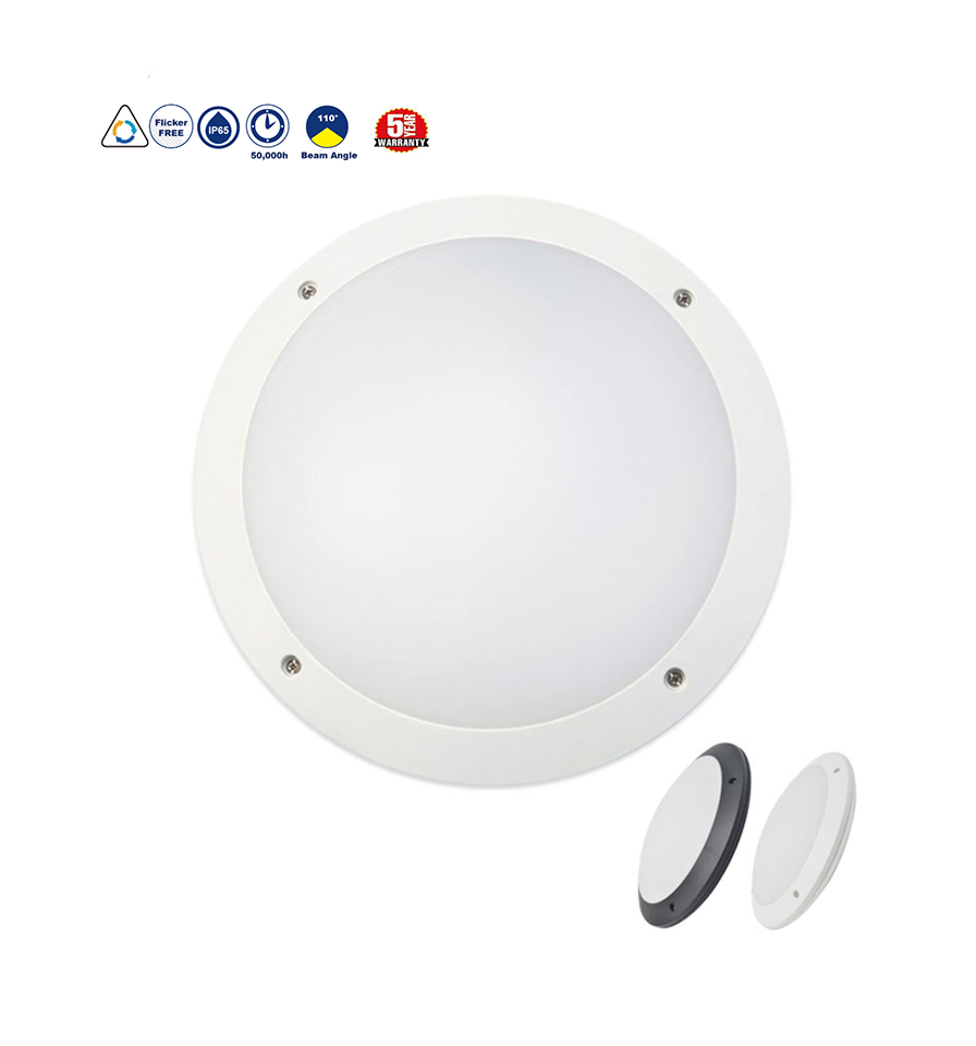 Светодиодная перегородка IP65 IK10 3 CCT & 3-мощный датчик движения ABS белый черный Наружный интегрированный круглый настенный светильник