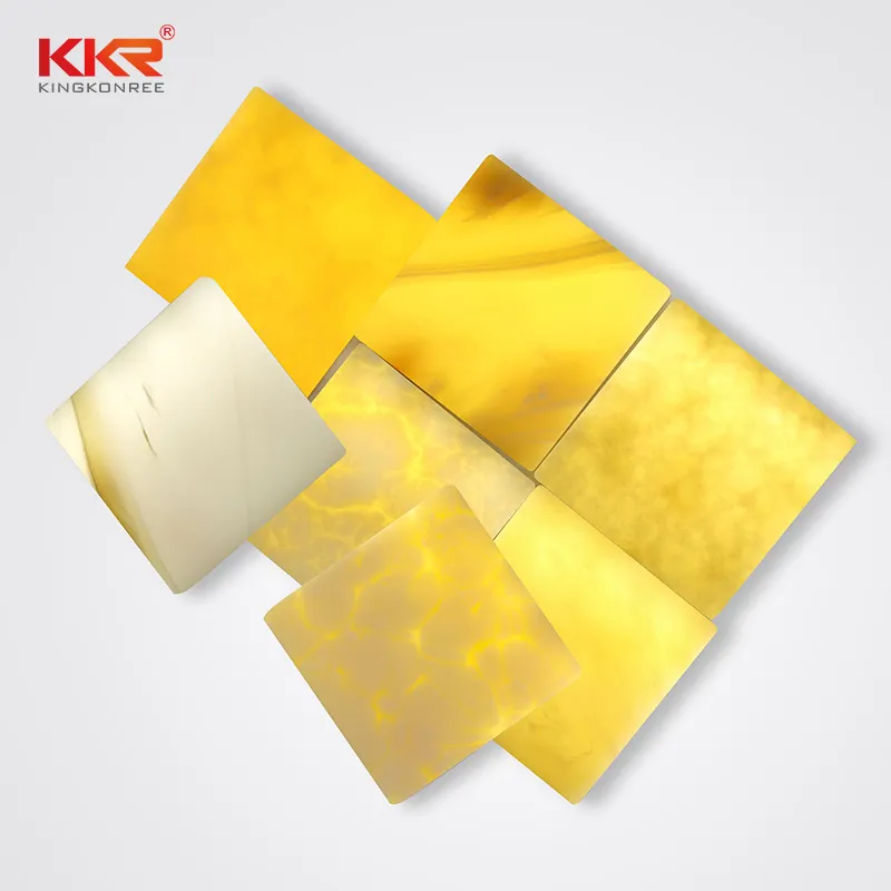 Translucent Artificial Stone Solid Surface Panel sheet Customized Club Led Transparent light panel