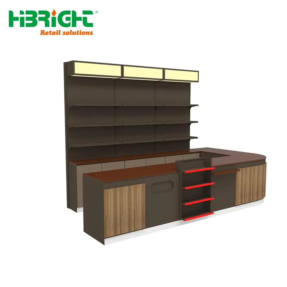 Double shelf convenience store small checkout counter with back light