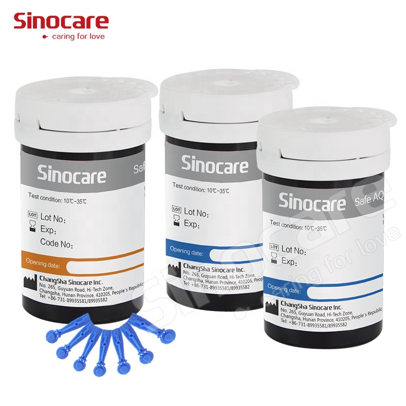 Sinocare полосок для безопасная UG для измерения уровня глюкозы в крови и мочевой кислоты тест-полоски для все в одном POS машины с боли ланцеты
