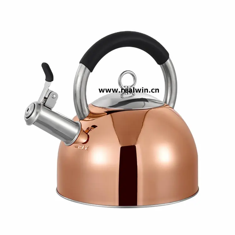 Induction whistling kettle Anti Rust Realwin Luxury Rose Gold color body kettle stainless steel