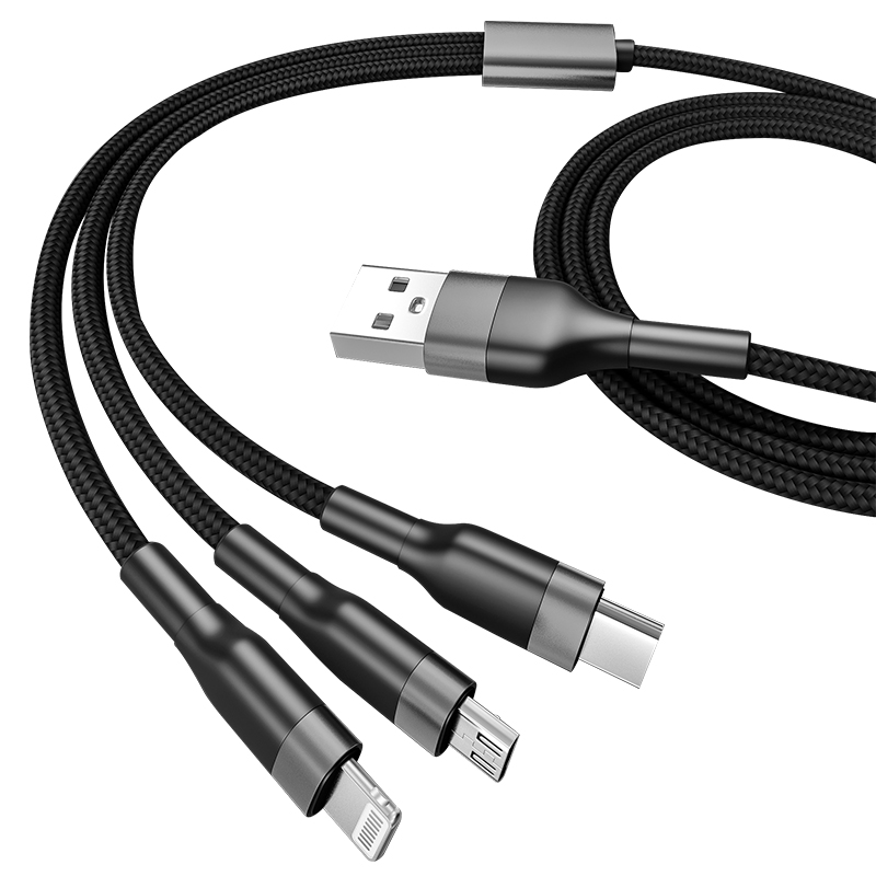 Top Sale High Quality Nylon Braided Fast Charging Micro Type C 3 In 1 Data Cable Mobile Phone Charger Cable