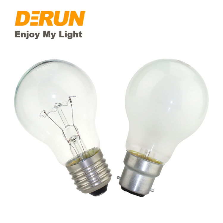 Горячая продажа A55 25W 40W 60W 75W 100W 200W 220V 230V 110V E27 B22 прозрачное матовое стекло A60 лампы накаливания, INC-A лампы