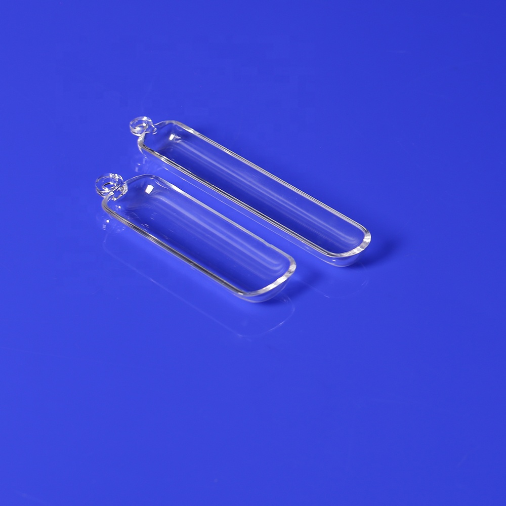 Transparent Fused Silica Quartz Glass Boat with rings