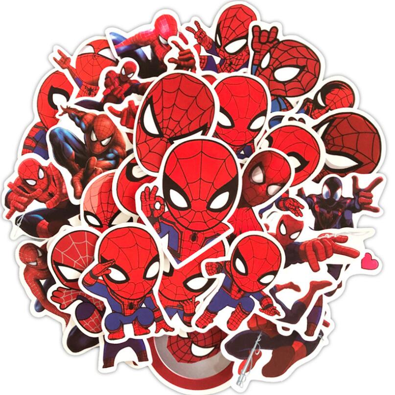 ZY0050C 35 шт. персонализированные комиксы Marvel DC мультяшный супергерой Человек-паук вытягивает палочку коробка скейтборд блокнот каракули наклейки