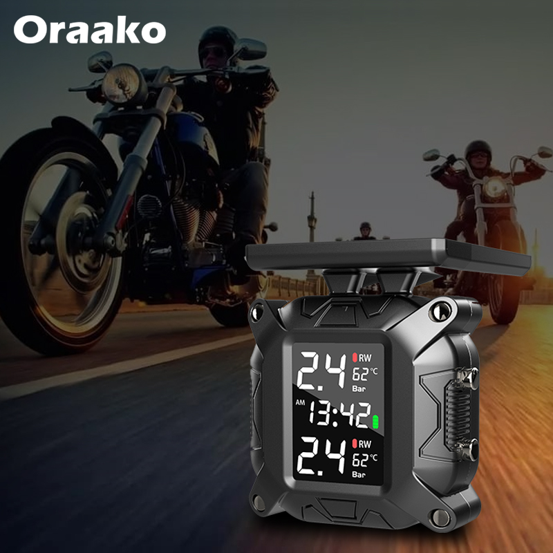Solar 5V Usb Charing 2Pcs Tyre Pressure Monitoring System Sensor Tire Pressure Monitor Tpms Car Motorcycle