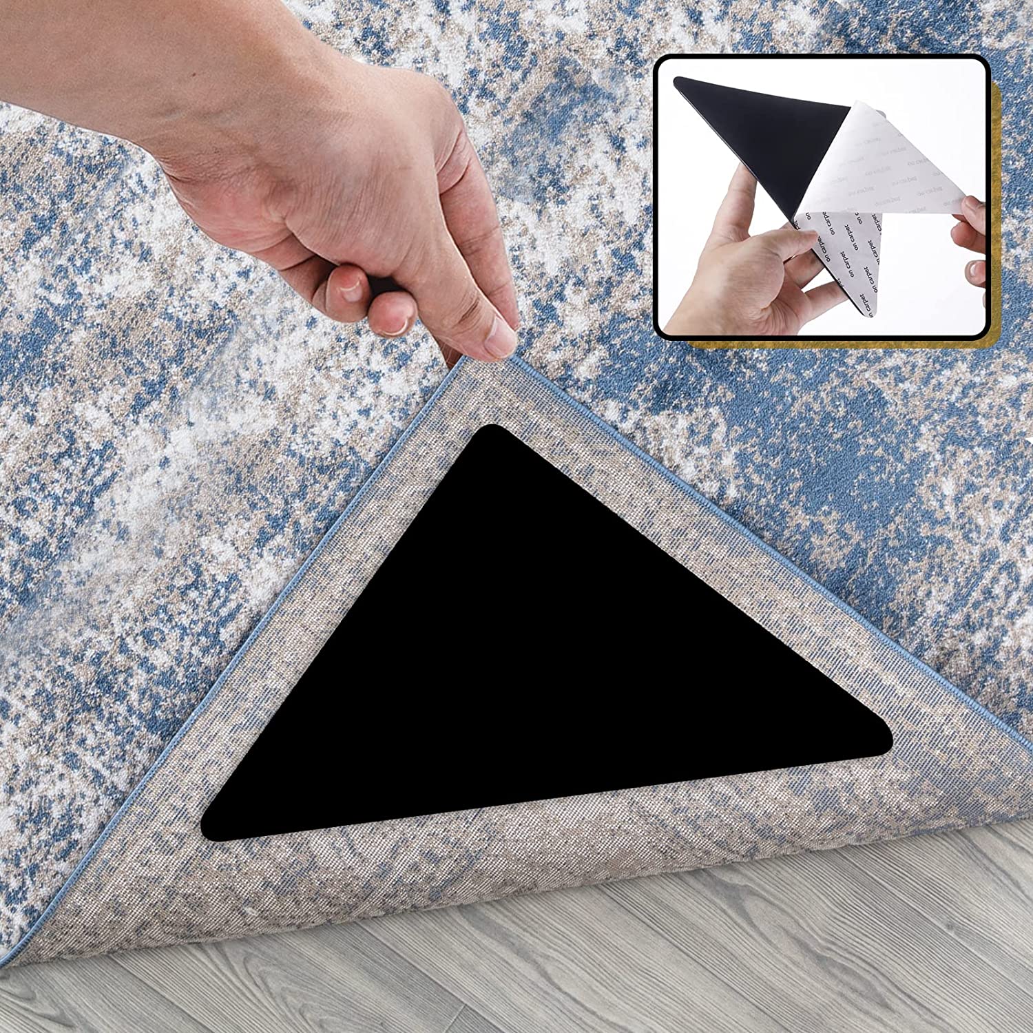 4Pcs/set Triangle Washable Reusable Rug Gripper Anti-skid Rubber Mat Non Slip Patch Tape for Tile Floors Carpets Corners Pad