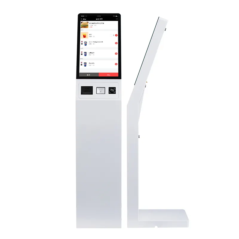 21.5" Floor Stand Self-Service Kiosk Win10 For Ordering, Touch Kiosk All In One With Thermal Printer/QR Code/RFID