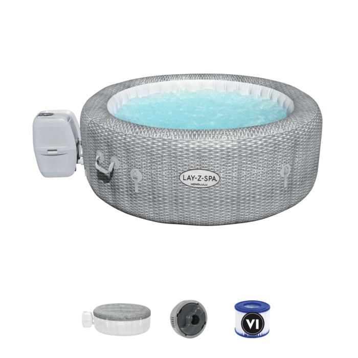 Bestway 60019 Lay-Z-Spa Гонолулу AirJet надувные наружные и внутренние горячие ванны спа на 4-6 человек