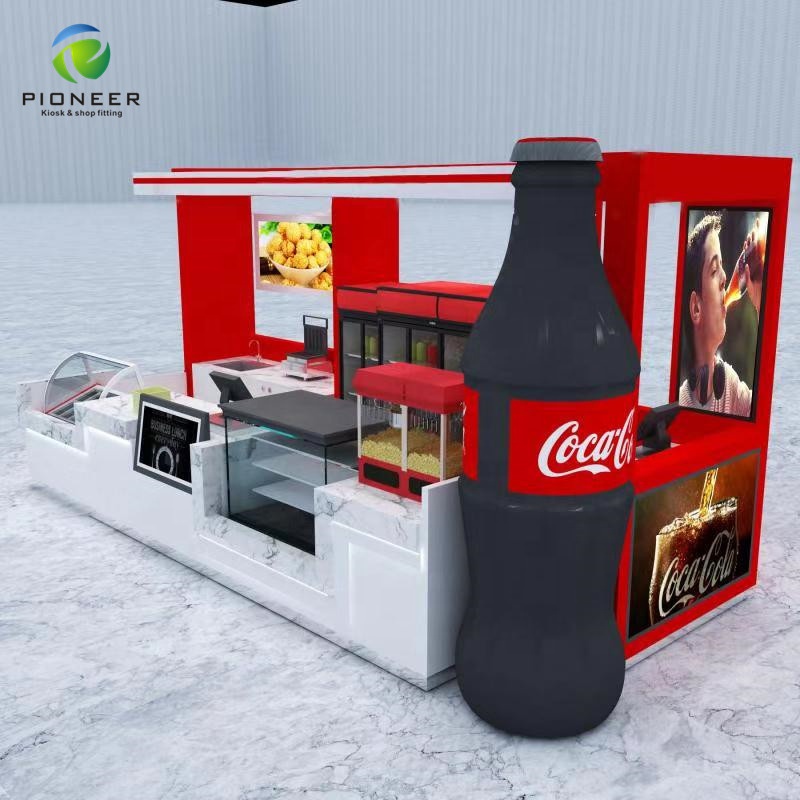 Экономичный продовольственный киоск 3D дизайн свободно торговый центр стойка для фаст-фуда