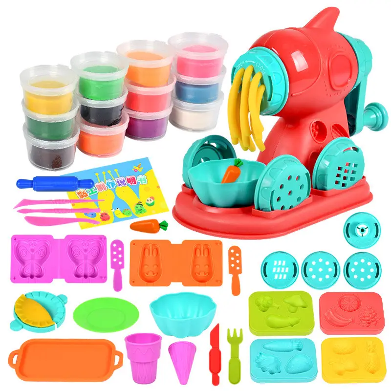 Kids Color Clay Noodle Machine Ice Cream DIY Simulation Play House Toy Set Plasticine Mold Tool Production Toys