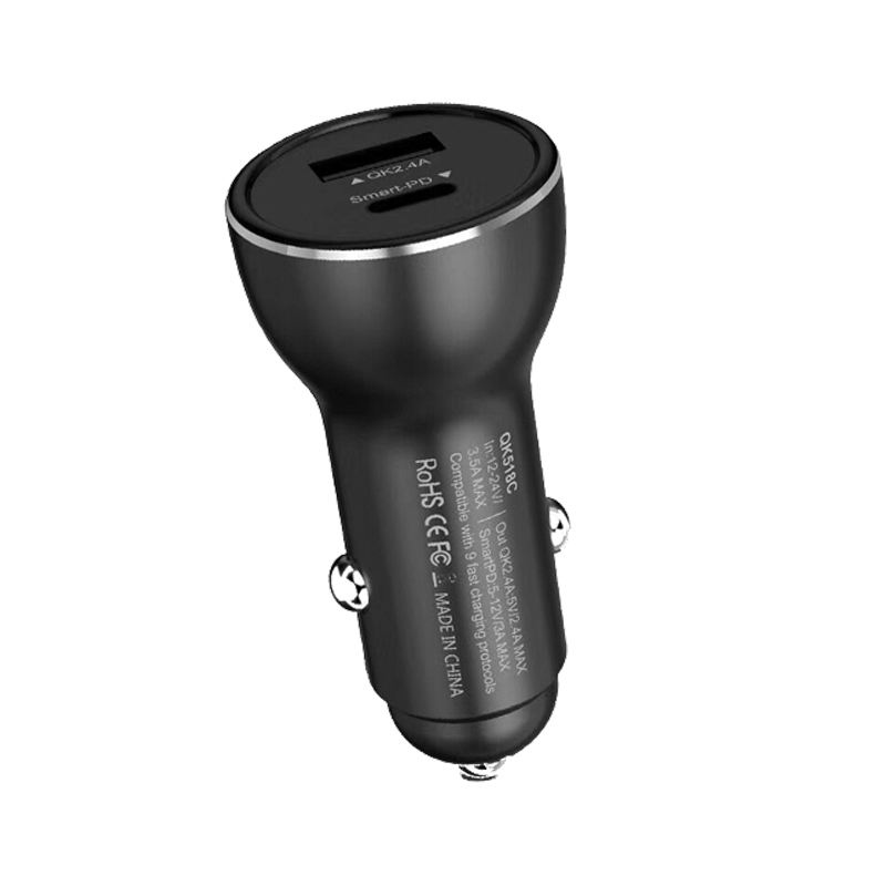 CE FCC ROHS PD 18 Вт QC18W двойной порт быстрая зарядка USB Автомобильное зарядное устройство для мобильного телефона