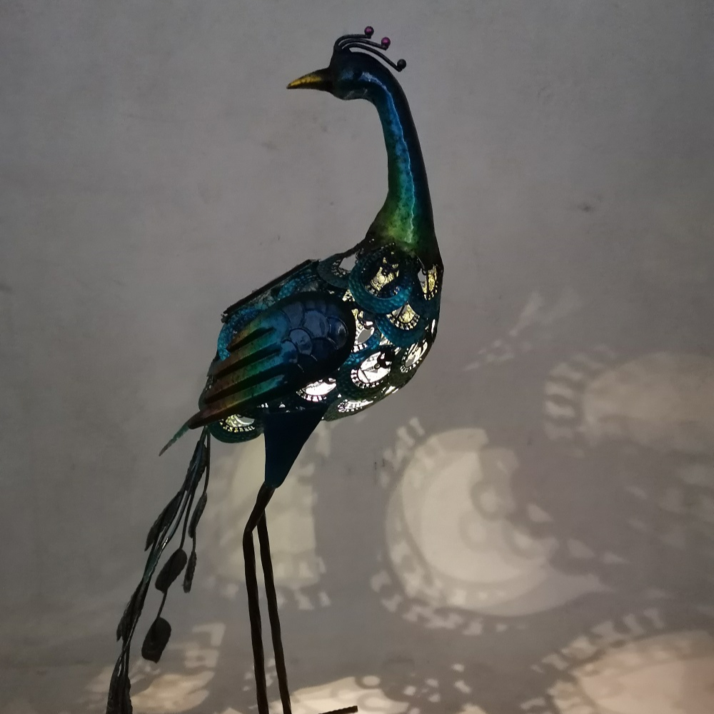 Newart 23 inch yard art craft outdoor peacock garden decoration metal ornament peacock statue
