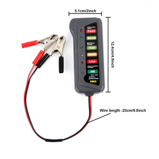 Популярные токарные мини-12V Цифровой тестер аккумулятора генератора 6 Светодиодный индикатор для ремонт автомобилей мотоциклов Инструменты диагностики