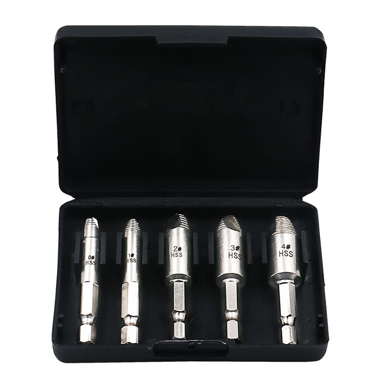 5pcs Damaged Screw Extractor Kit Broken Heavy duty Screw Stripped Broken Bolt Screw Remover Tool Screwdriver Bits Hex Shank