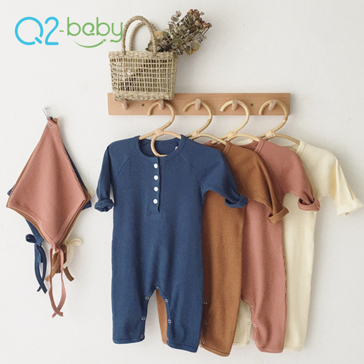 Q2-baby, оптовая продажа, мягкий хлопковый комбинезон с длинными рукавами, Детский комбинезон с капюшоном
