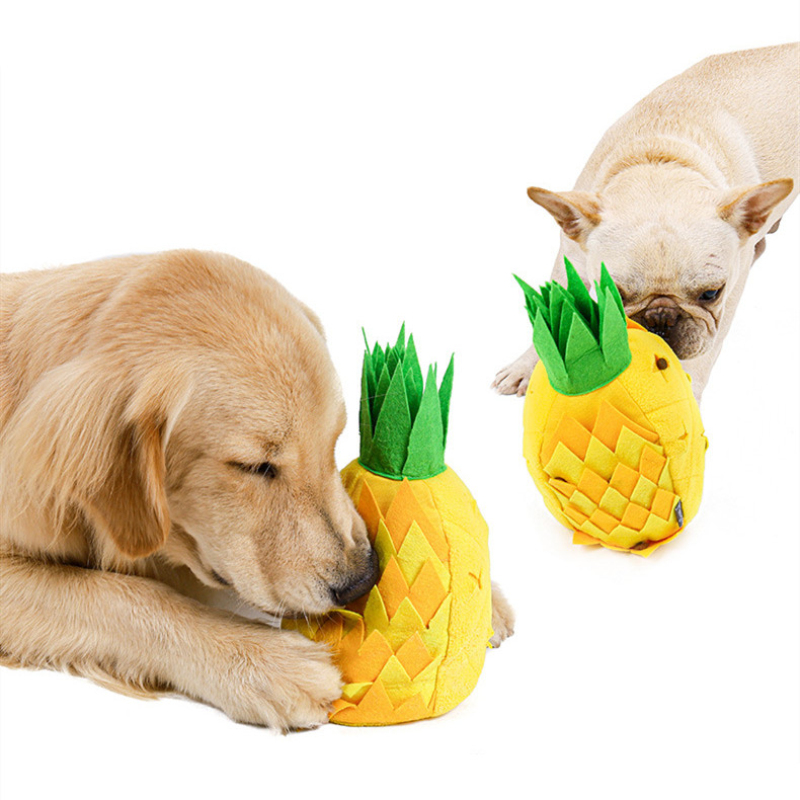 Stuffing Squeaky Plush Dog Toy Pineapple Design Snuffling Training Pet Toys