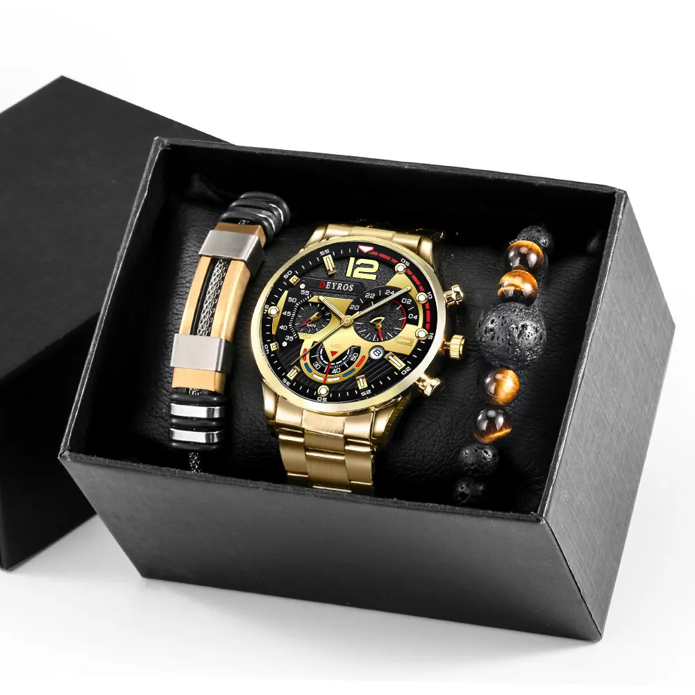 Fashion Quartz Watches Bracelet Set With Box Sport Business Clock Calendar watches for men Reloj Jewelry sets