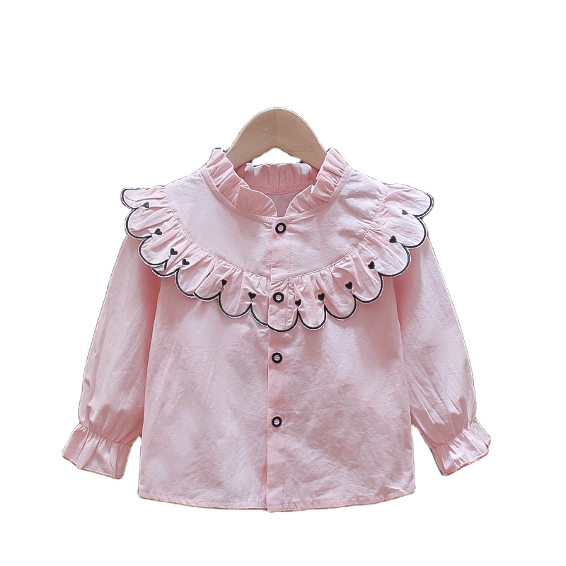 IHJ746 kids clothing autumn wear little girl lace collar casual long-sleeved shirts