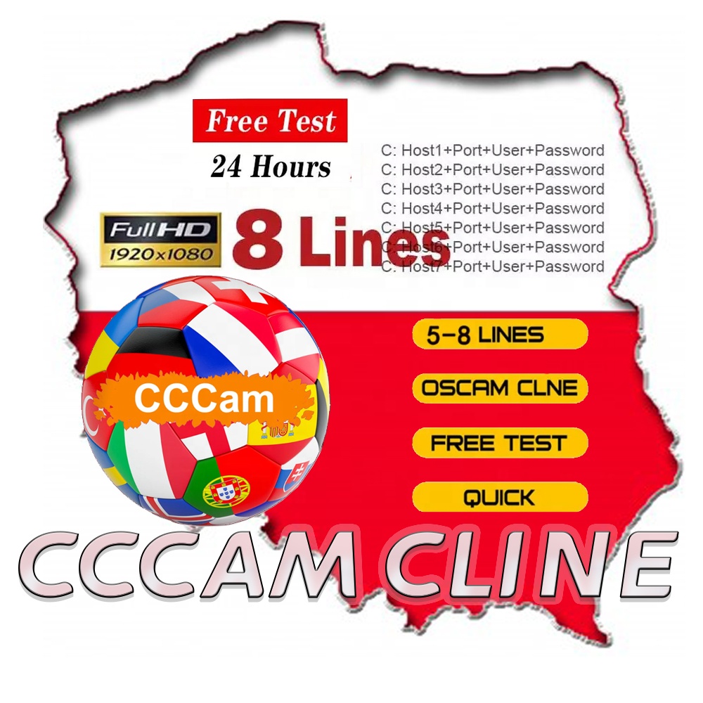 1 год Cccam линии Poland Europe Cccam Oscam Cline 8 линий Cccam Egygold стабильный для спутникового ТВ-приемника бесплатный тест