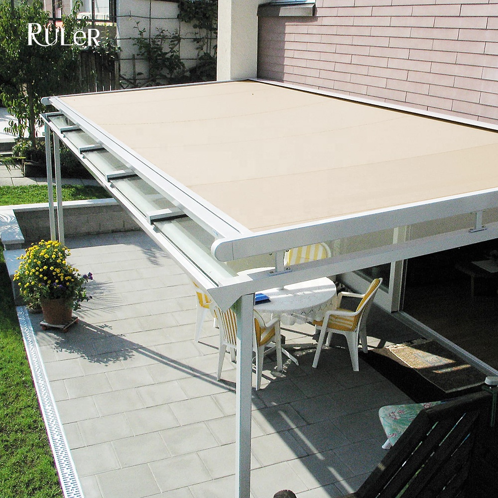 Pergola Открытый Высокое качество балкон патио домашняя конфиденциальность солнцезащитный козырек сад ПВХ ткань моторизованный зимний тент
