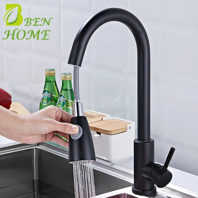 Black Pull Out Faucet For Kitchen Sink