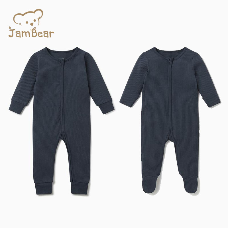 Детские комбинезоны JamBear, комбинезоны в рубчик из органического хлопка, Комбинезоны на молнии, Семейные пижамы на ходу, цельные